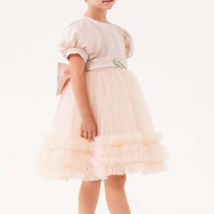 GIRLS LIGHT PINK DRESS WITH RUFFLES