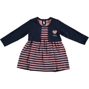 BABY GIRL NAVY BLUE & RED STRIPPED DRESS