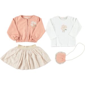 BABY GIRL 3 PCS SET PEACH SKIRT AND BAG