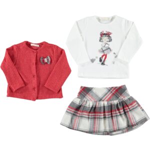 BABY GIRL 3 PCS SET RED SKIRT