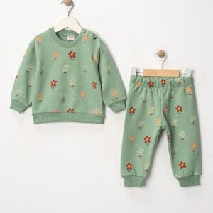 BABY GIRL 2 PCS SET GREEN FLOWER