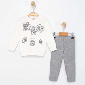 BABY GIRL 2 PCS SET WHITE & GREY