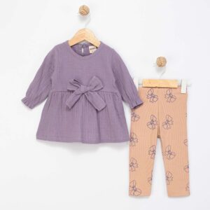 BABY GIRL 2 PCS SET DARK PURPLE & BROWN