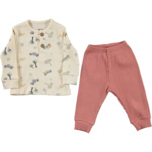 BABY UNISEX 2 PCS SET CREAM & BUNRT ORANGE