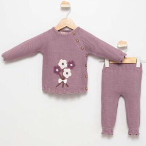 BABY GIRL KNEATED 2 PCS SET PURPLE