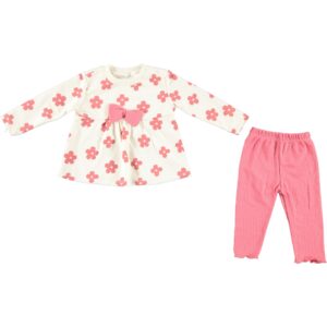 BABY GIRL 2 PCS SET CREAM AND RED BOW