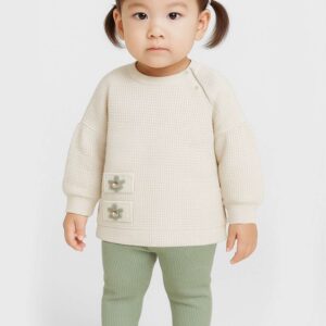BABY GIRL 2 PCS SET BEIGE & OLIVE GREEN