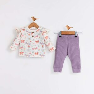 BABY GIRL 2 PCS SET PURPLE FLORAL