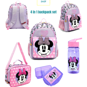 4 IN 1 SCHOOL BAG SET PURPLE MINNIE MOUSE