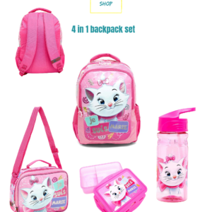 4 IN 1 SCHOOL BAG SET PINK MARIE
