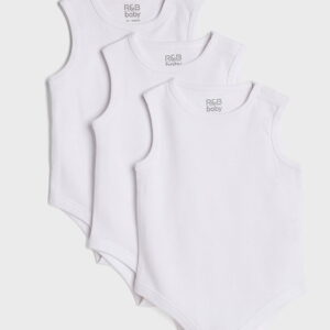 BABY 3 IN 1 WHITE SLEEVELESS BODYSUIT