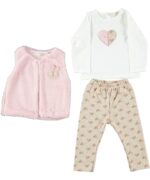 BABY GIRL 3 PCS SET POWDER PINK JACKET (HEART)