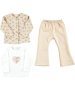 BABY GIRL 3 PCS SET BROWN & PINK HEART
