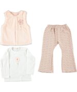 BABY GIRL 3 PCS SET PEACH WITH FUR JACKET(1-4Y)