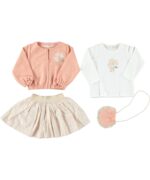 BABY GIRL 3 PCS SET PEACH SKIRT AND BAG