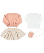 BABY GIRL 3 PCS SET PEACH SKIRT AND BAG - Image 3
