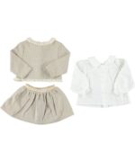 BABY GIRL 3 PCS SET BEIGE & BROWN SKIRT - Image 3