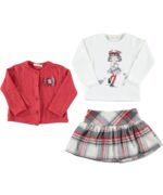 BABY GIRL 3 PCS SET RED SKIRT