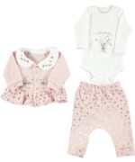 BABY GIRL 3 PCS SET LIGHT PINK AND WHITE