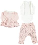 BABY GIRL 3 PCS SET LIGHT PINK AND WHITE - Image 3