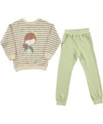 BABY GIRL 2 PCS SET LEMON GREEN STRIPPES