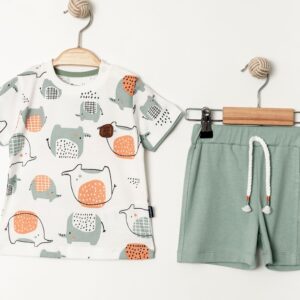 BABY BOY 2 PCS SET ORANGE AND WHITE ELEPHANT