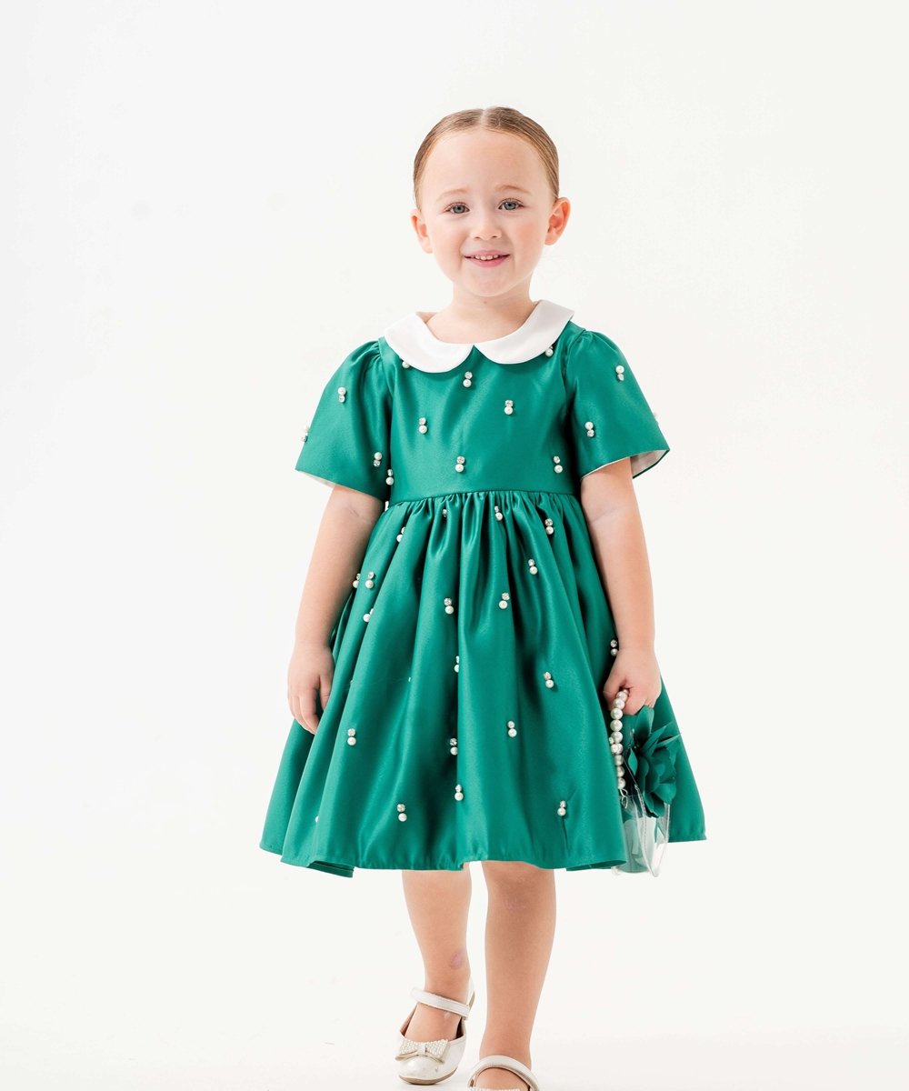 160635024303001_0106920_039_01_HGH.jpg GIRLS GREEN DRESS WITH BAG - Image 1
