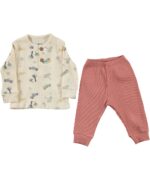 BABY UNISEX 2 PCS SET CREAM & BUNRT ORANGE
