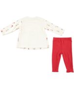 BABY GIRL 2 PCS SET CREAM & RED WITH FLOWER - Image 3