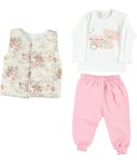 BABY GIRL 3 PCS SET WITH PUFFY JACKET PINK