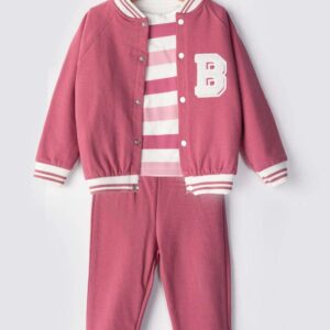 BABY GIRL 3 PCS SET STRIPPED PINK