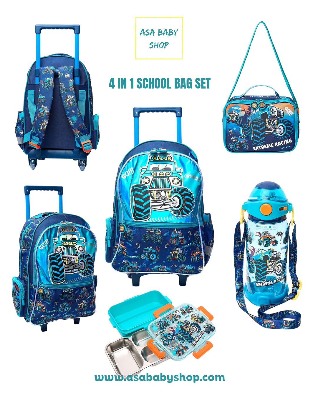 4-IN-1-SCHOOL-BAG-SET_20250907_195717_0000.png 4 IN 1 SCHOOL BAG TROLLEY SET BLUE TRUCK - Image 1