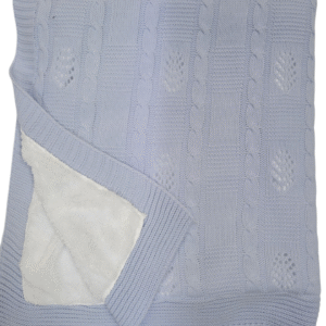 BABY KNITTED BLUE SHAWL WITH FUR