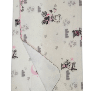 BABY GIRL FLANNEL PINK TEDDY ON BICYCLE