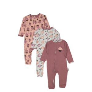 BABY 3 IN 1 SLEEPSUIT OPEN FOOT PURPLE FLOWER