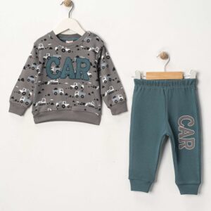 BABY BOY 2 PIECE SET TEAL GREEN CAR