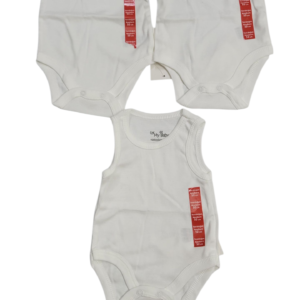 3 IN 1 BABY WHITE SLEEVELESS BODYSUIT
