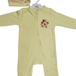 BABY GIRL YELLOW OVERLL WITH CAP