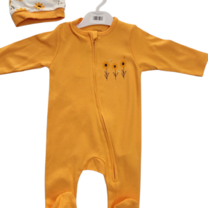 BABY GIRL OVERALL WITH CAPS ORANGE