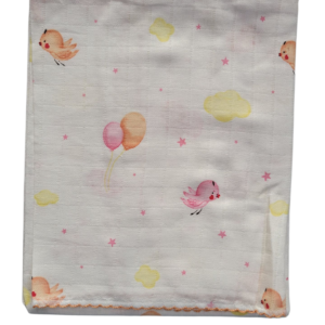 BABY FLANNEL WHITE AND PINK BALLONS