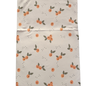 BABY CREAM AND ORANGE FLANNEL WITH FRUITS DESIGN