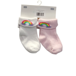 BABY GIRL 2 IN 1 SOCKS PINK WITH RAINBOW