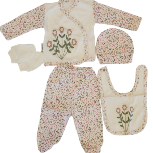 BABY GIRL SNAPSUIT SET WHITE & PINK FLORAL
