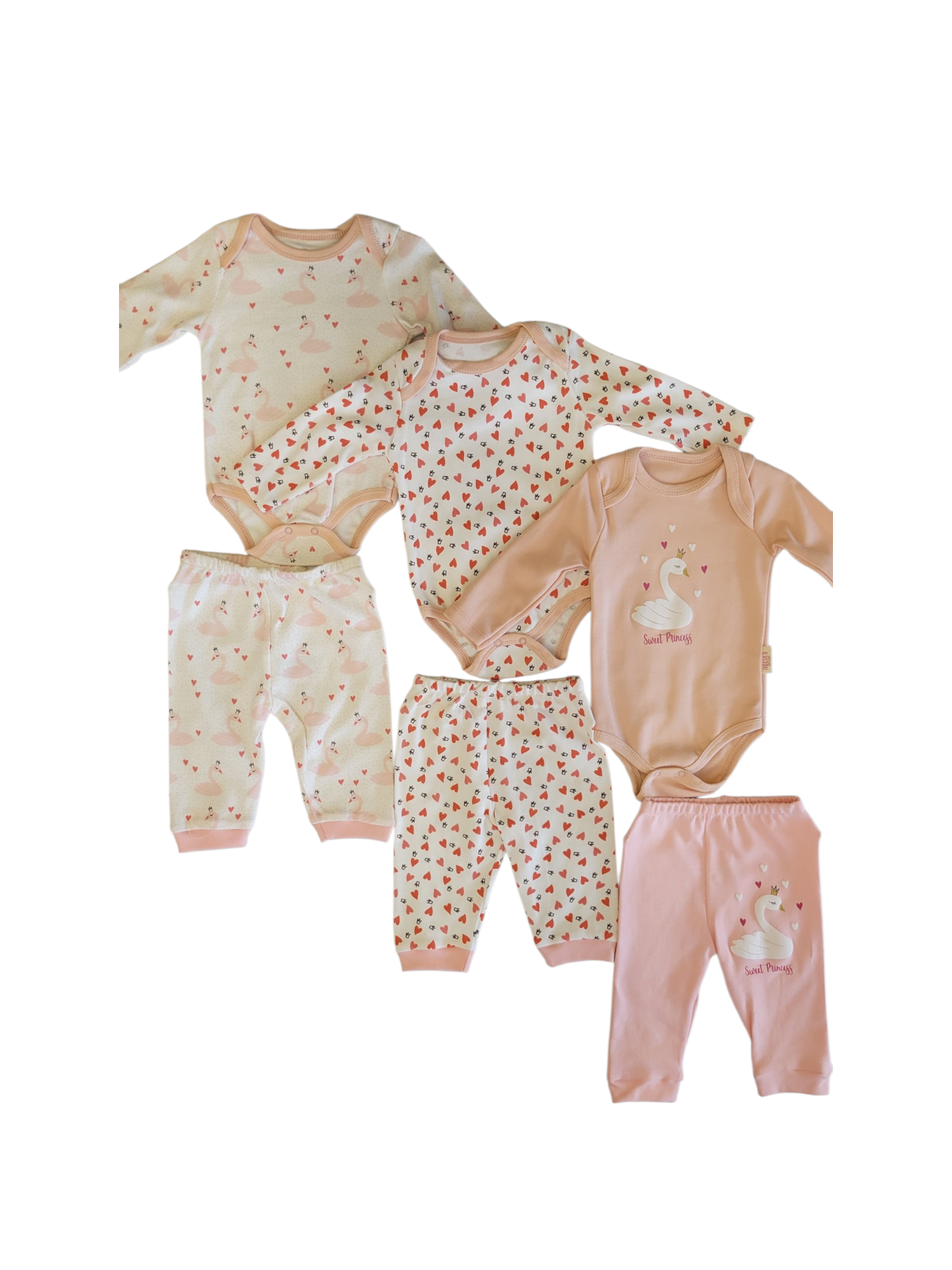 20260218_145846 BABY GIRL 6 PIECE SET PEACH SWAN - Image 1