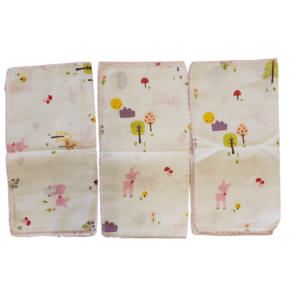 BABY GIRL 6 IN 1 PINK MUSLIN HANKERCHIEF