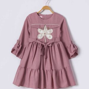 GIRL DRESS WITH BIG CREAM FLOWER