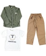 BOY 3 PIECE SET T WITH BROWN CHINOS - Image 3