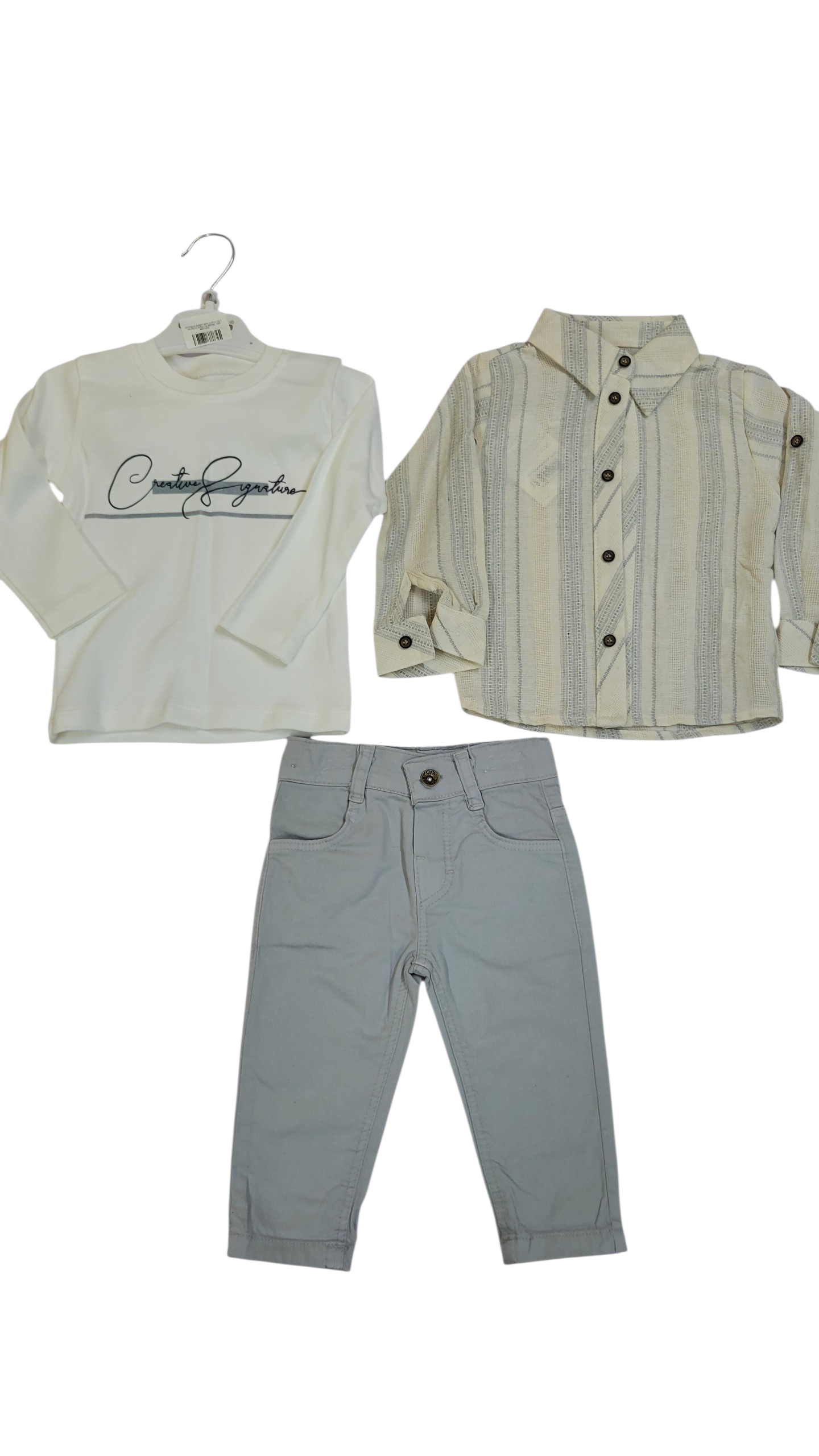 20260403_165734.jpg.png BABY BOY 3 PIECE SET ASH CREATURE - Image 1