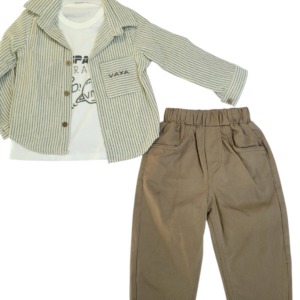BOY 3 PIECE SET STRIPPED WITH COLLAR