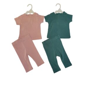 BABY GIRL 2 IN 1 TWO PIECE SET TEAL & PINK